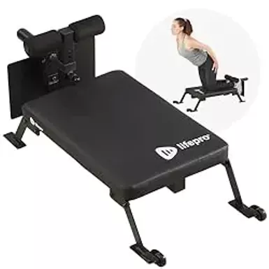 image of Lifepro Nordic Curl Workout Bench - Home Gym Hamstring Curl Machine & Glute Bench with Transport Wheels - Works with 1" & 2" Olympic Weight Plates - Durable Padding, Construction with sku:b0cm72g7zv-amazon