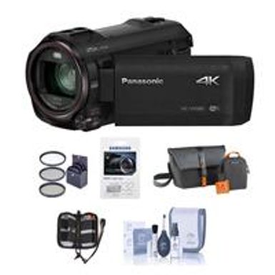 image of Panasonic HC-VX981K 4K Ultra HD Camcorder with 4K Photo Capture, Wi-Fi - Bundle With Video Bag, 32GB Class 10 U3 Sdhc Card, Cleaning Kit, 49mm Filter Kit, Memory Wallet with sku:pchcvx981ka-adorama