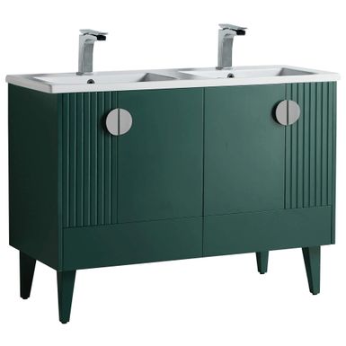 image of Venezian 48-inch Bathroom Vanity Set - Two Sinks - Green - Polished Chrome Handles with sku:vaejdgyxrf63mkeydkyk4astd8mu7mbs-overstock