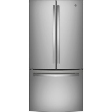image of Ge Energy Star 24.7 Cu. Ft. Stainless Steel French Door Refrigerator with sku:gne25jykfs-electronicexpress