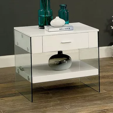 Contemporary White End Table