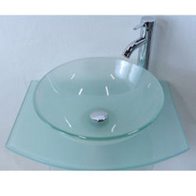 Luxury kokols vanity set Rent To Own Kokols Bathroom Vanity Pedestal And Frosted Glass Vessel Sink Combo Set Frost Flexshopper