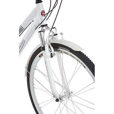 schwinn discover 700c hybrid bicycle with full fenders and rear cargo rack