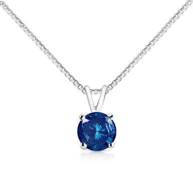 10K White Gold 1/4 Cttw Lab Grown Diamond 4-Prong Solitaire 18" Pendant Necklace (VS2-SI1 Clarity) Choice of Diamond color