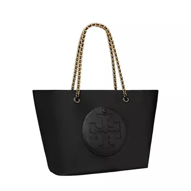 image of Tory Burch Ella Chain Tote (Black) with sku:152313|001-black|o/s-corporatesignature