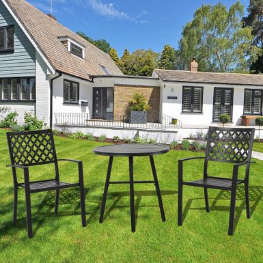 image of Outdoor 3-Piece Bistro Set, Iron Finish, Black with Gold Speckles - Antique Black with sku:oemkkaafqg5opztkhtbd_astd8mu7mbs-overstock
