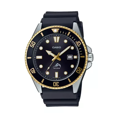 Casio - Mens Diver Inspired Black & Gold Resin Watch Black Dial