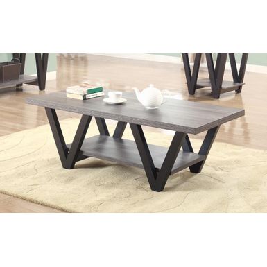 image of Higgins V-shaped Coffee Table Black and Antique Grey with sku:xfil8rexiogigws0pqwsqqstd8mu7mbs-overstock