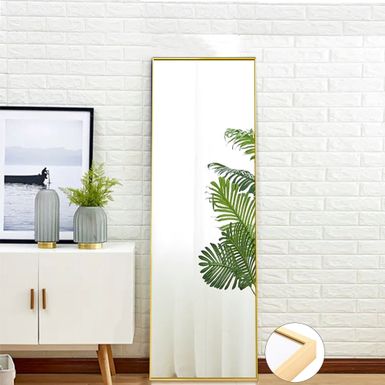 image of Mirror Hanging Standing or Leaning Mirror Wall-Mounted Mirror - 59*15.7 - Gold with sku:ryndsgqowx_xo6ufe2us1astd8mu7mbs--ovr