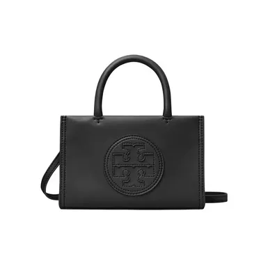 image of Tory Burch Ella Eco Tote (Mini, Black) with sku:145613|001-black|o/s-corporatesignature