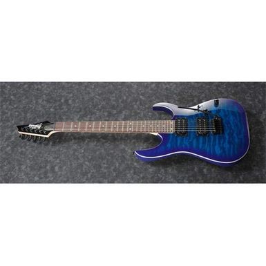image of Ibanez GRGA 6 String Solid-Body Electric Guitar Right, Transparent Blue Burst Full GRGA120QATBB with sku:ibgrga120qbb-adorama