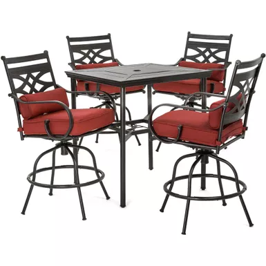 image of Montclair 5pc High Dining: 4 Swivel Chairs, 33" Square High Dining Table with sku:mclrdn5pcbr-chl-almo