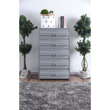 Industrial Style 5 Drawer Metal Chest with Spacious Storage, Gray
