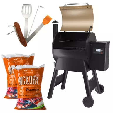 image of Traeger - Pro 575 Smart Pellet Grill/Smoker Bronze w/ Multi-Tool & Hickory Pellets with sku:p575gbrzmtpkt-powersales