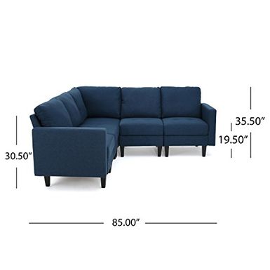 Christopher Knight Home Carolina Dark Blue Fabric Sectional Sofa