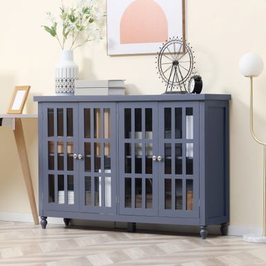 image of HOMCOM Modern Kitchen Sideboard, Buffet Cabinet with Storage, 4 Glass Doors, Adjustable Shelves for Living Room, Bedroom - N/A - Grey with sku:h_7kc7klszemyf8k_gxflqstd8mu7mbs-aos-ovr