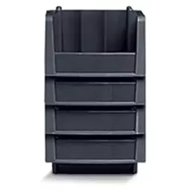 image of Akro-Mils 30776 Economy Stacking Shelf Plastic Storage Bins, (18-Inch x 6-5/8-Inch x 7-Inch), Black (10-Pack) with sku:b00027feiy-amazon