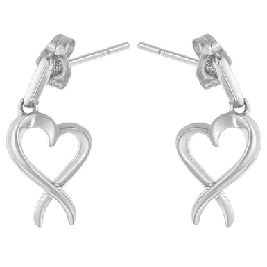 Sterling Silver Dangle-Heart Earrings