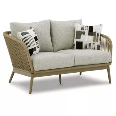 image of Swiss Valley Outdoor Loveseat with Cushion with sku:p390-835-ashley