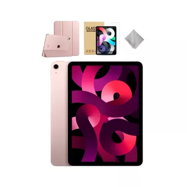 image of Apple - 10.9-Inch iPad Air - Latest Model - (5th Generation) with Wi-Fi - 64GB - Pink With Rose Gold Case Bundle with sku:mm9d3rg-streamline