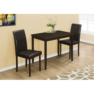image of Dining Table Set/ 3pcs Set/ Small/ 39" Rectangular/ Kitchen/ Wood/ Pu Leather Look/ Brown/ Contemporary/ Modern with sku:i1015-monarch