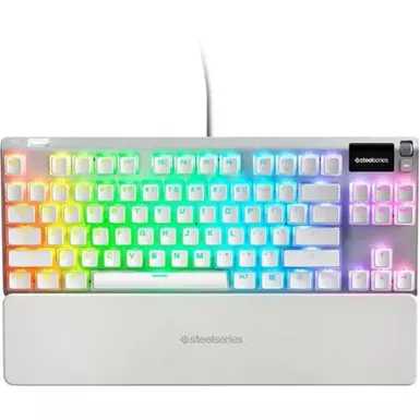 SteelSeries - Apex 7 Ghost TKL Wired Mechanical Red Linear Gaming Keyboard with RGB Backlighting - White