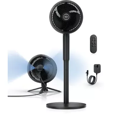 image of Shark - FlexBreeze Outdoor & Indoor Fan with InstaCool Misting Attachment, Cordless & Corded, Pedestal to Tabletop - Black with sku:bb22259137-bestbuy