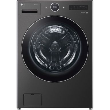 image of LG - 5.0 Cu. Ft. High-Efficiency Stackable Smart Front Load Washer with Steam and TurboWash 360 - Black steel with sku:bb22014836-6512282-bestbuy-lg