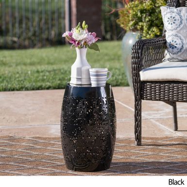 image of Ruby Outdoor 12-inch Lace Cut Iron Side Table by Christopher Knight Home - Black with sku:7naeem2eppr23gyv4g7xbwstd8mu7mbs-overstock