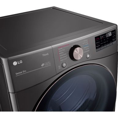 Left Zoom. LG - 7.4 Cu. Ft. Stackable Smart Electric Dryer with Steam and Built-In Intelligence - Black Steel
