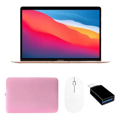 image of MacBook Air 13.3" Laptop Apple M1 chip 8GB Memory 256GB SSD (Latest Model) Gold (Pink Sleeve Bundle) with sku:mgnd3pnk-streamline