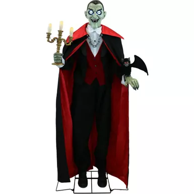 5.5-Ft. Tall Motion-Activated Vampire Host, Premium Talking Halloween Animatronic, Plug-In