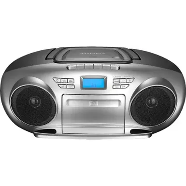 image of Insignia™ - AM/FM Radio Portable CD Boombox with Bluetooth - Silver/Black with sku:bb21231837-bestbuy