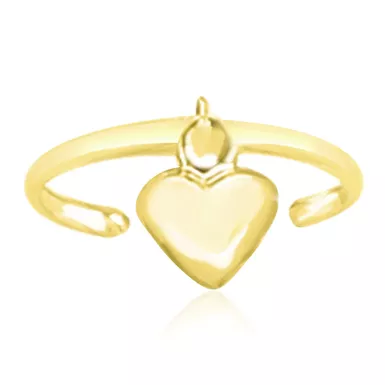 image of 14k Yellow Gold Cuff Puffed Heart Toe Ring with sku:d54336992-rcj