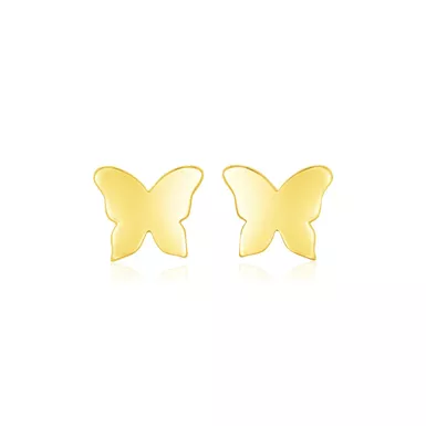 14k Yellow Gold Polished Butterfly Earrings