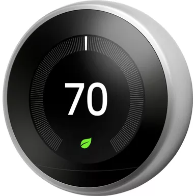 Google - Nest Learning Smart Wifi Thermostat - Stainless Steel