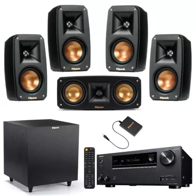 image of Klipsch Reference Theater Pack 5.1-Channel Speaker System + Onkyo TX-NR696 7.2-Channel Network A/V Receiver with sku:kp1069074f-adorama