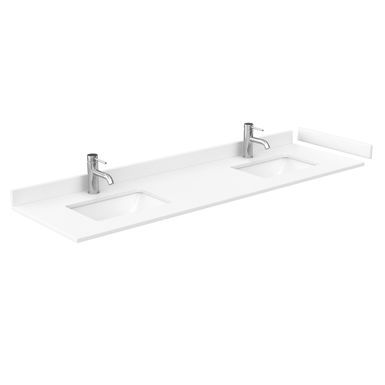Beckett 72-inch Double Vanity with Cultured Marble Top - Green, Nickel Trim, White Cultured Marble Top