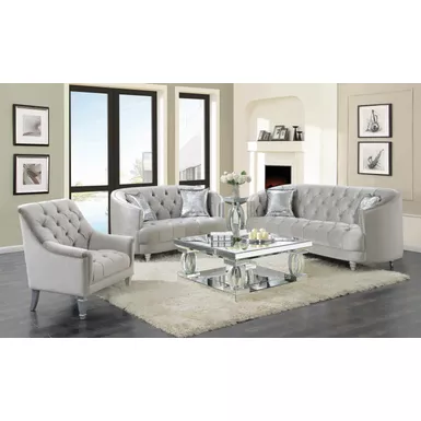 Avonlea Sloped Arm Tufted Loveseat Grey