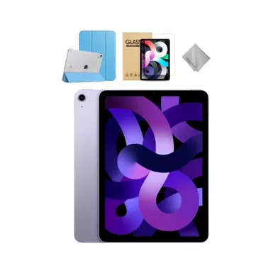 image of Apple - 10.9-Inch iPad Air - Latest Model - (5th Generation) with Wi-Fi - 64GB - Purple With Blue Case Bundle with sku:mme23blu-streamline