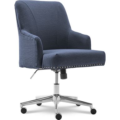 image of Serta - Leighton Modern Memory Foam & Twill Fabric Home Office Chair - Blue with sku:bb22187729-bestbuy