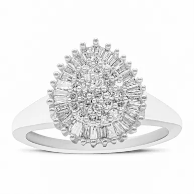 image of 10k White Gold 1/2ct TDW Diamond Cluster Ring (H-I, I1-I2) Choice of size with sku:016511r750-luxcom