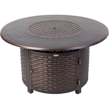 image of Fire Sense - Florence Woven Round Aluminum LPG Fire Pit - Antique Bronze with sku:bb21410621-bestbuy