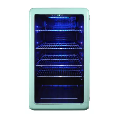 image of Magic Chef 3.4cu. ft. Mint Green Retro Beverage Cooler with sku:mcb34chm-magicchef