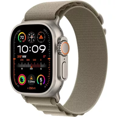 Apple Watch Ultra 2 GPS + Cellular, 49mm Titanium Case, - Olive Alpine Loop - Small Strap