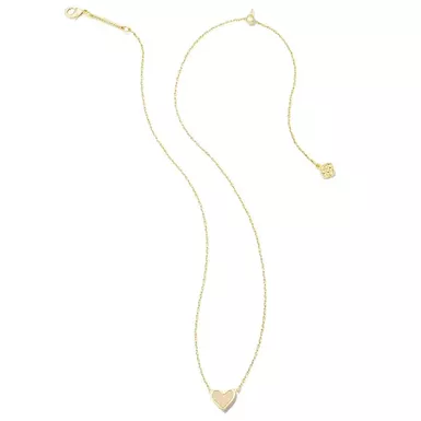 image of Kendra Scott Framed Ari Heart Short Pendant Necklace (Gold/Iridescent Drusy) with sku:9608862151|gold|iridescent-drus-corporatesignature