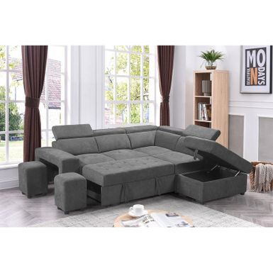 image of Copper Grove Ajibade Woven Fabric Sleeper Sectional Sofa - Light Grey with sku:mxj8pyhvzsu-ha9sllxgfwstd8mu7mbs--ovr