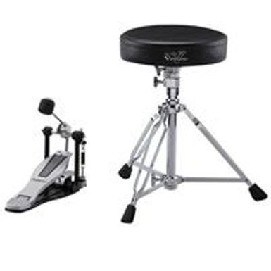 image of Roland V-Drums Accessory Package, Includes Hickory Drumsticks, Kick Pedal, Drum Throne with sku:rodap3x-adorama