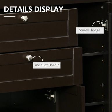 HOMCOM 47" Modern Buffet Cabinet, Storage Sideboard with Glass Door, Pull-Out Drawers and Adjustable Shelving for Kitchen - White