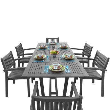image of Surfside Eco-friendly 7-piece Wood Extendable Outdoor Dining Set by Havenside Home - Grey with sku:chn7cuychqp7ylu3qzbrsastd8mu7mbs-overstock